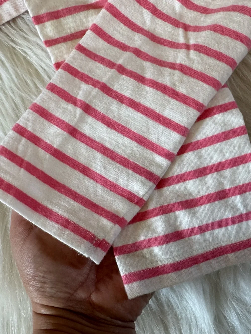 Mini Boden Girls' Pink Stripe Dachshund Applique Long-Sleeve Top Size 9-10Y